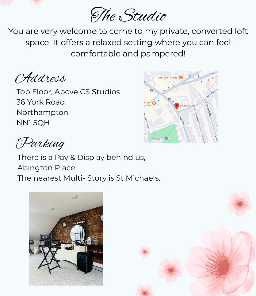 Northampton hair and makeup artist studio